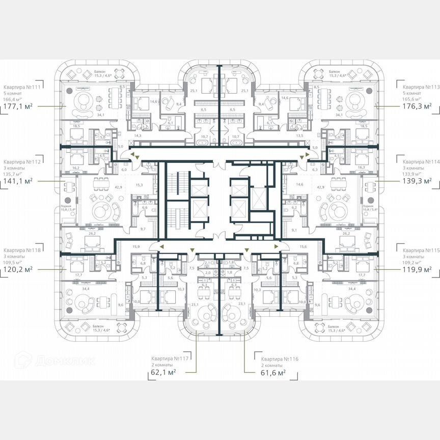 1-к. квартира, 62,1 м², 11/19 эт.