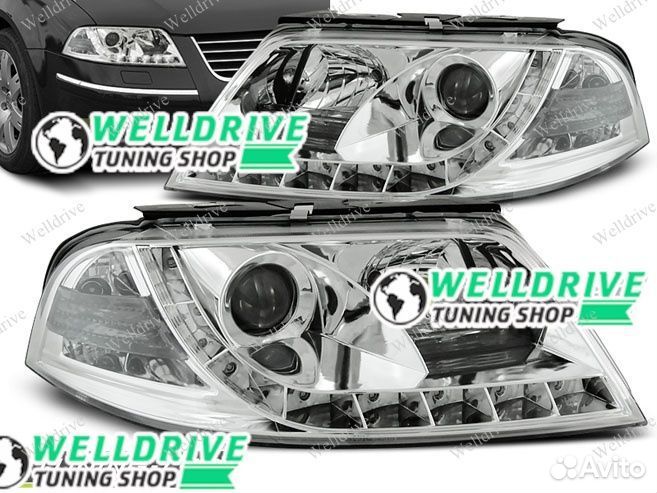 Фары VW Passat B5+ 00-05 c дхо галоген хром