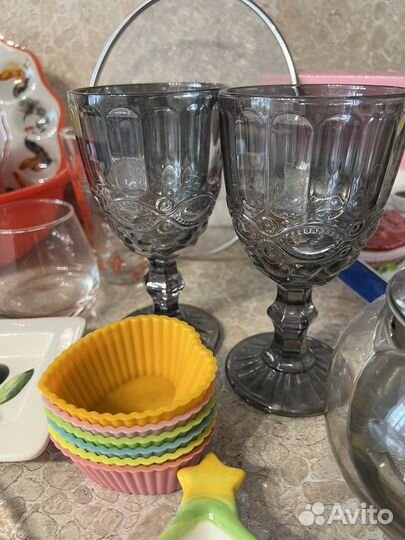 Посуда бокалы чайник банки тарелки цена за все