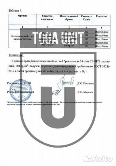 Баллистика в напашник Клевер Бр1 свмпэ