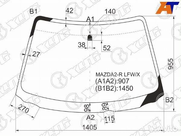 Стекло лобовое mazda mazda2