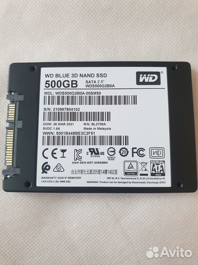 Диск ssd WD 500гб для ноутбука и пк Win 10 pro
