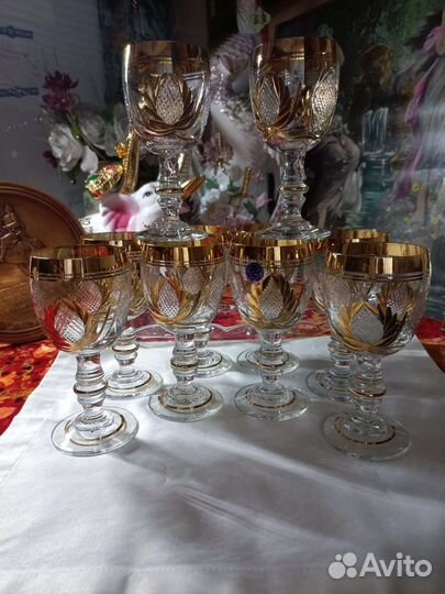 Хрустальные бокалы Gold glass. Винтаж