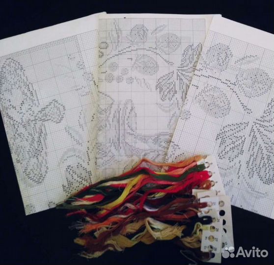 Остатки наборов Хохлома (схемы +нитки)