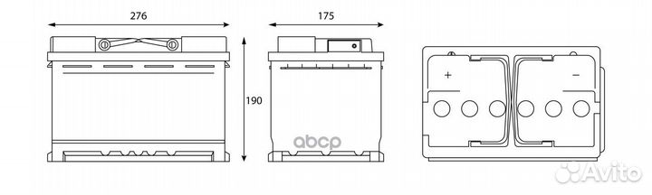 Аккумулятор Sputnik 75 Ah, 640 A, 276x175x190