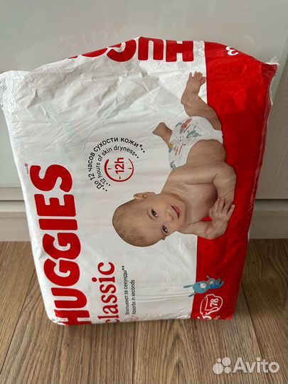 Подгузники huggies classic 3 78 шт в доставке