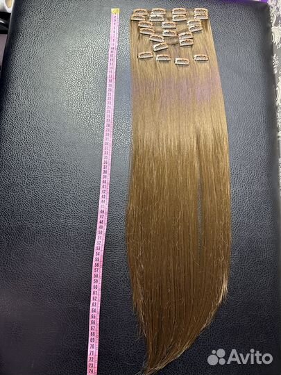 Волосы 70см коричнево русые на заколках