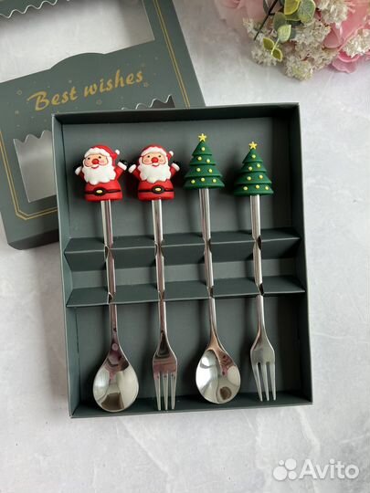 Подарочный набор новогодний столовых приборов