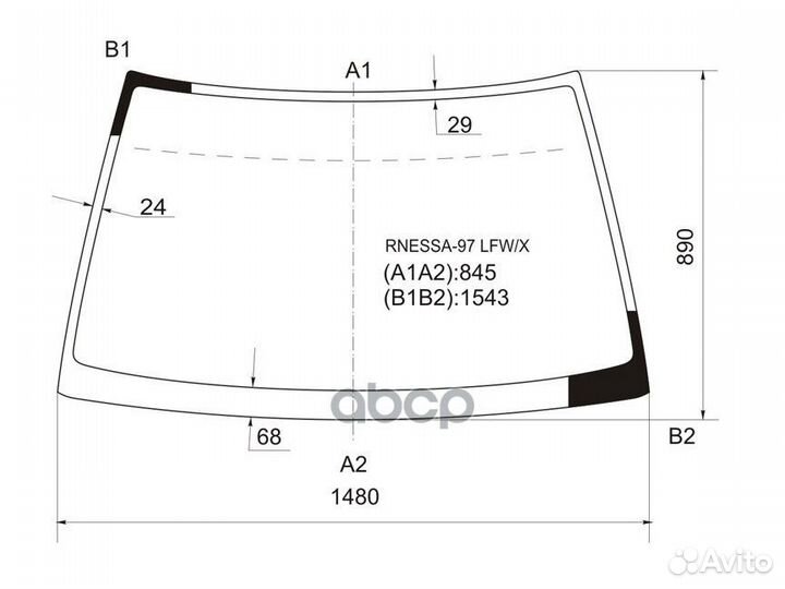 Стекло лобовое nissan rnessa 97-01 rnessa-97 LF