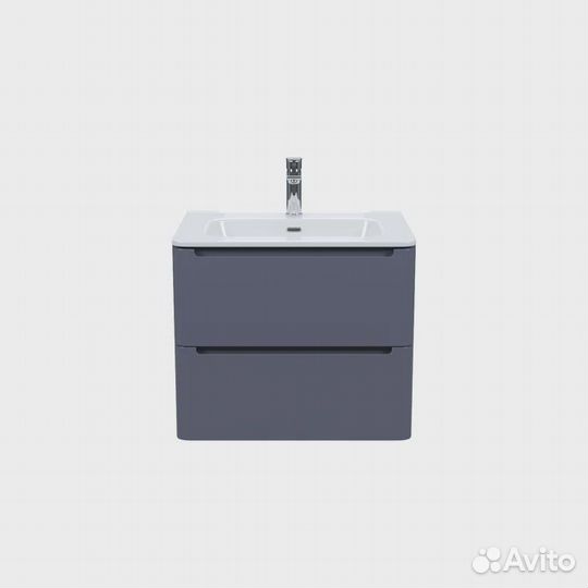 Тумба с раковиной, подвесная, 60 см, темно-серый