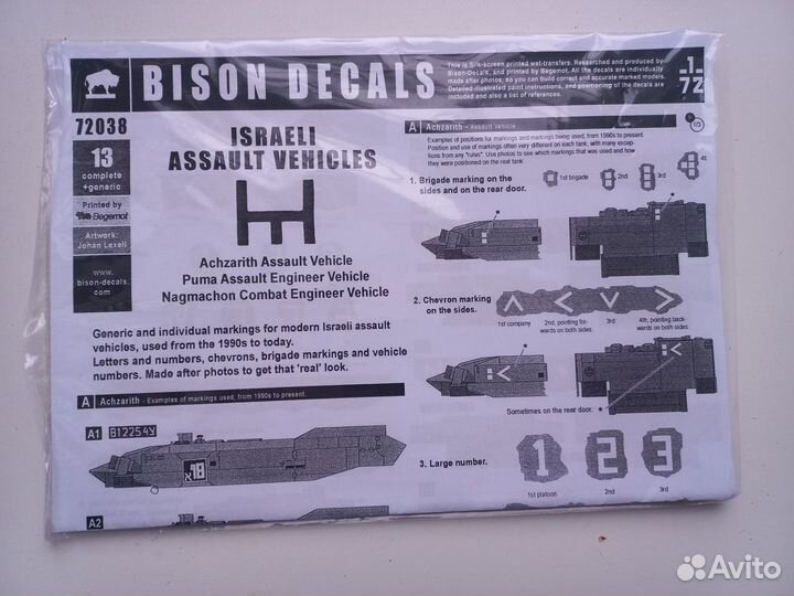 Декаль 72038 Бизон для бтт Израиля Israeli Assault
