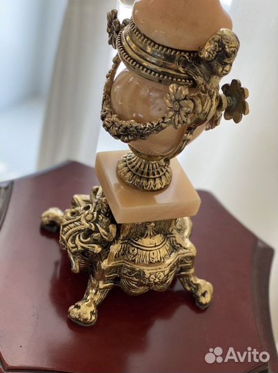 Набор для камина часы + канделябры 2 шт бронза