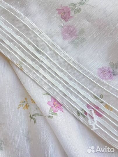 Тюль с цветочным принтом