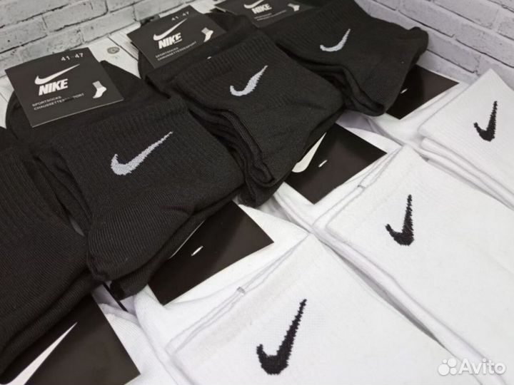 Белые чёрные носки Nike хлопок