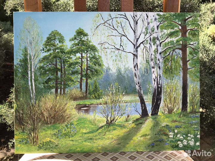 Картина маслом пейзаж весна