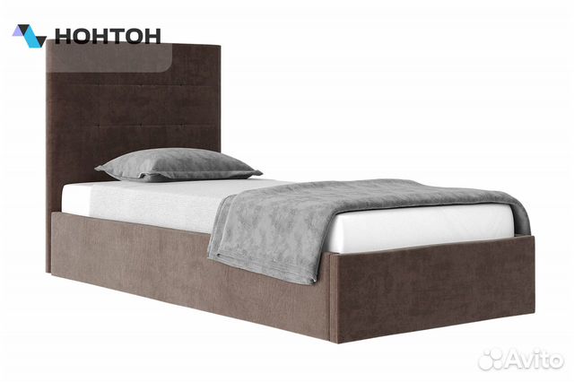 Кровать Соната 0.9 м велюр шоколад