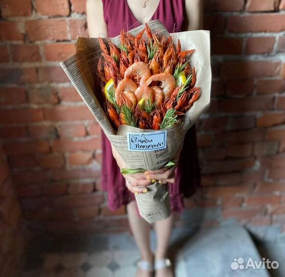 Букет из раков. С креветкой и зеленью. Доставка