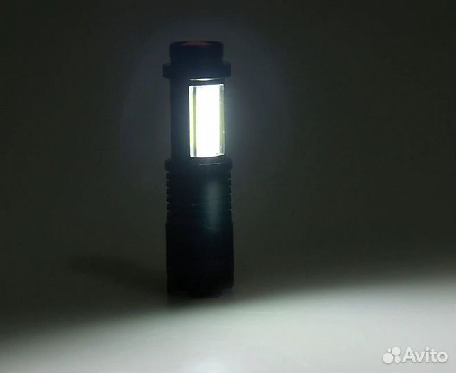 Фонарь новый, с 2-мя светодиодами и аккумулятором