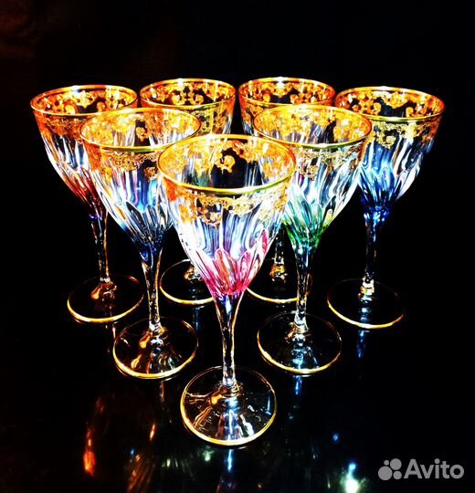 Хрустальные бокалы 24 К позолотой