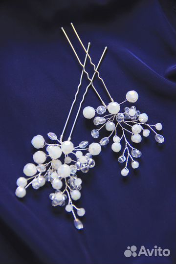 Свадебное украшение для волос шпильки с бусинами