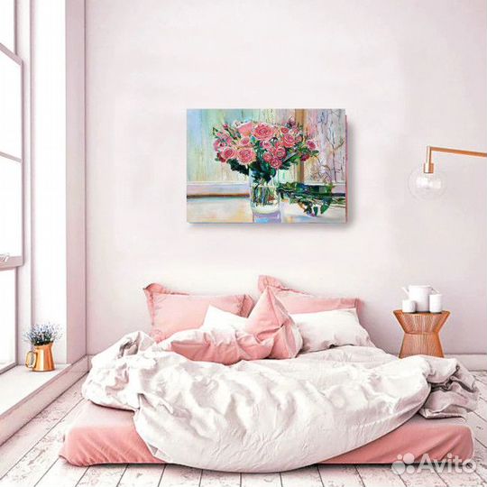 Картина маслом Розы у окна 30 на 40 см