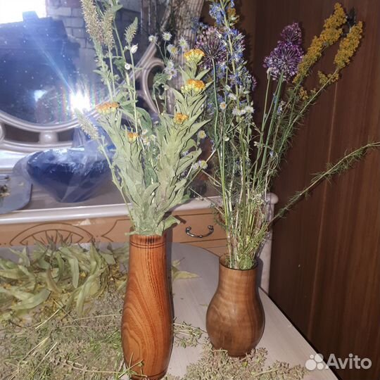 2 вазочки из дерева для декора,одним лотом