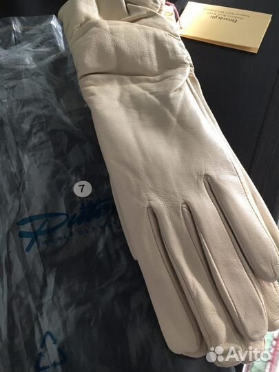 Новые перчатки женские нат кожа на меху, размер 7