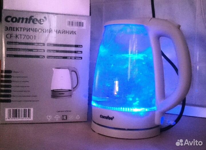 Чайник Comfee CF-KT7001, 1,7л, 1850-2200 Вт, новый