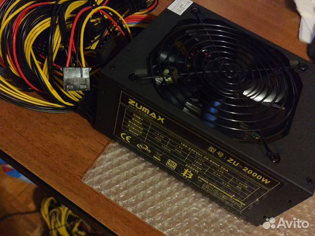Блок питания для майнинга zumax 2000w купить в Москве | Электроника | Авито