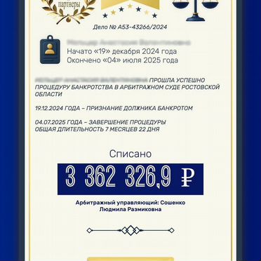 Помощь с оформлением банкротства