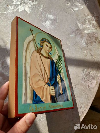 Рукописная икона Ангел Хранитель