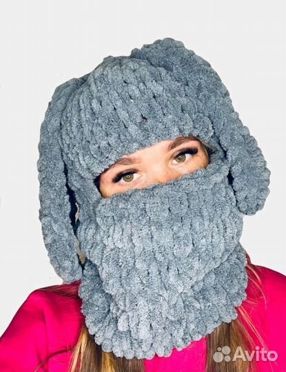 Балаклава шапка с ушками заяц символ года