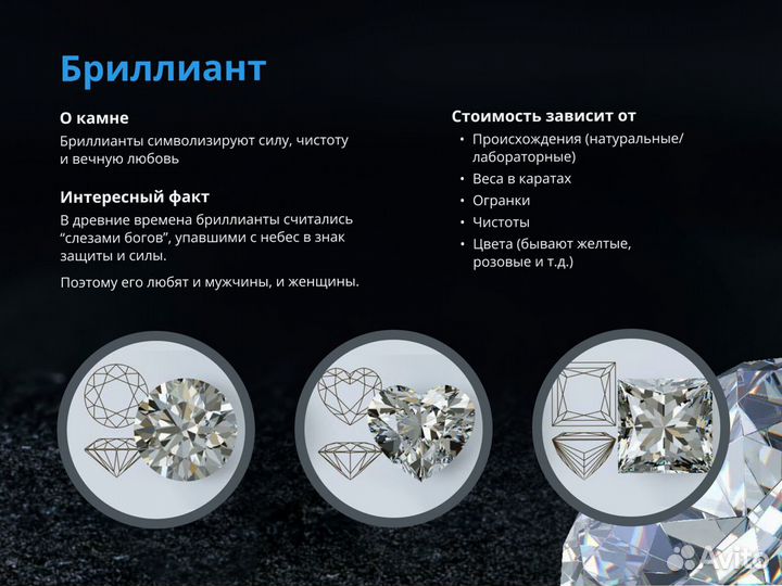 Кольцо с черными бриллиантами в наличии