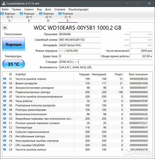 Жесткий диск Western Digital WD10ears 1Tb HDD