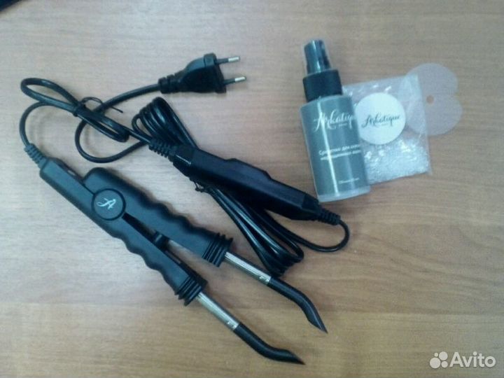 Набор для наращивания волос, щипцы,кератин, жидкос