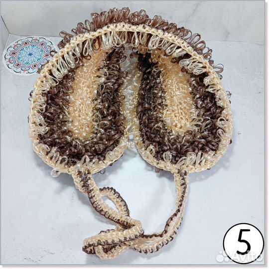 Мочалка ручной работы длинная с ручками