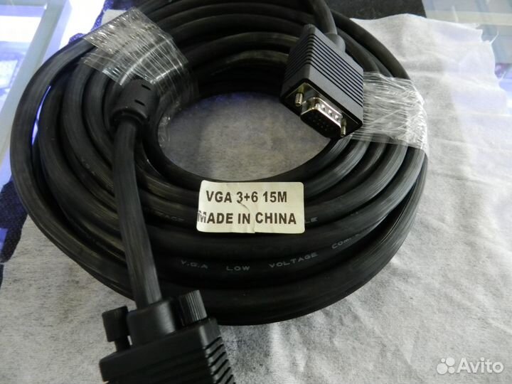 Кабель VGA-VGA DB15 (15M-15M) 15m Black