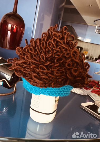 Шапка берет смешная лохматая на ребенка