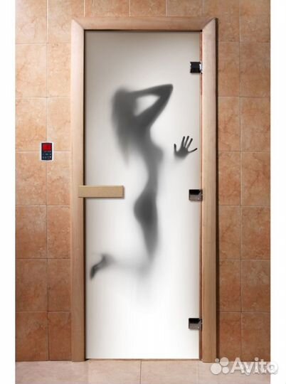 Двери стеклянные деревянные для саун и бань Хамам