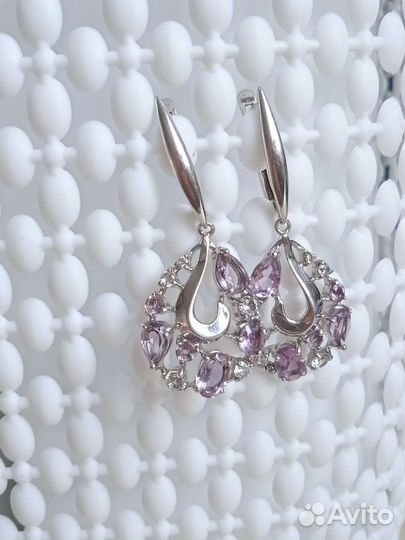 Серебряные серьги с аметистом