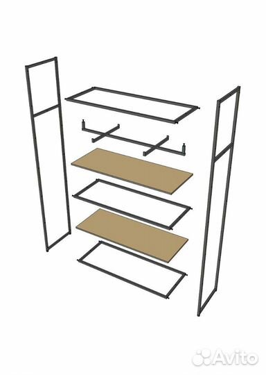 Стеллаж для одежды в стиле Лофт A22120-06-чб