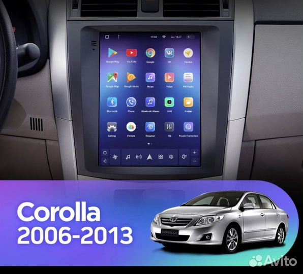 Штатная магнитола Toyota Corolla Е 150 Tesla style