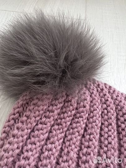 Комплект шапка зефирка и шарф ручная работа 46-48