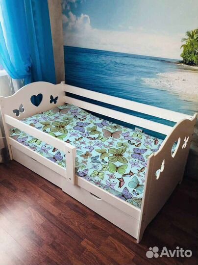 Кроватка высокий борт для малыша берёза сингл