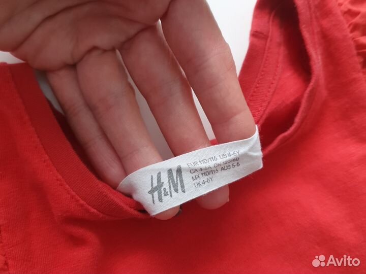 Футболка hm 110 116 для девочки, хлопок