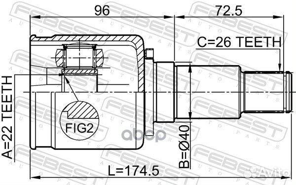 Шрус внутренний перед прав 0711gvjbrh Febest