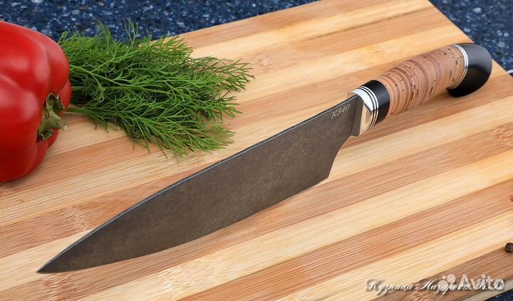 Поварской нож № 12 сталь К340 береста черный граб