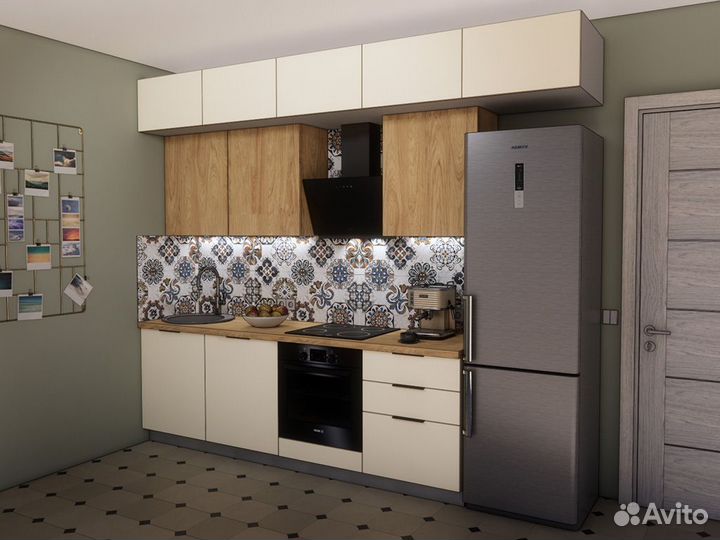 Кухня мдф+лдсп 3,0 м. Люкс-фурнитура, столешница