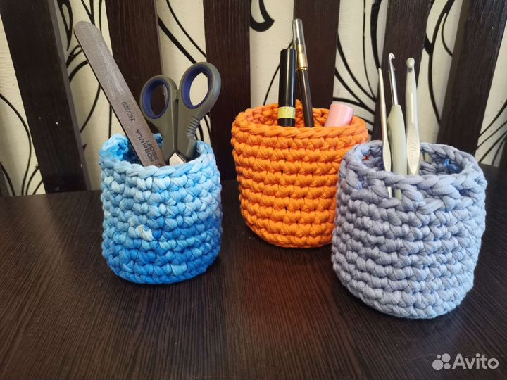 Корзинки из трикотажной пряжи для мелочей