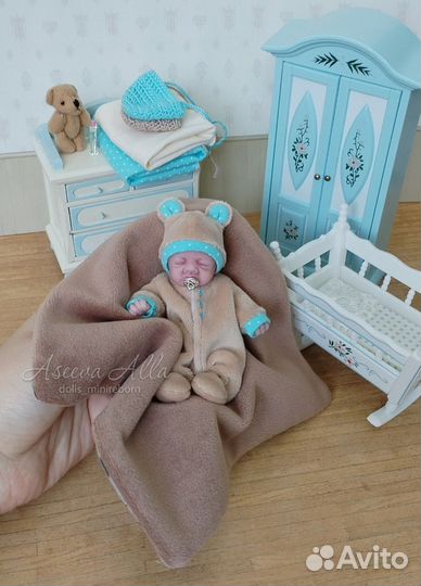 Силиконовый пупсик 8см мини реборн мальчик